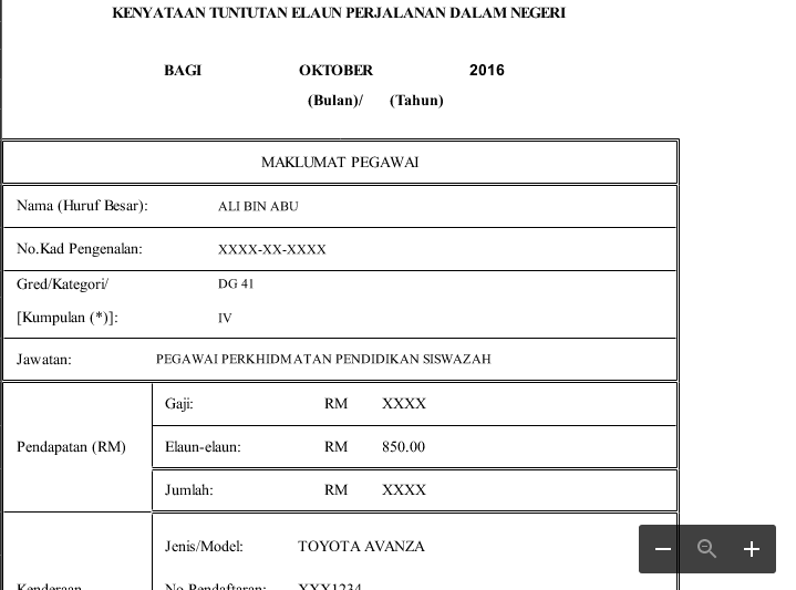 Template Borang Tuntutan Perjalanan My School