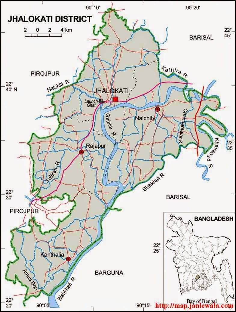 jhalokati zila map of bangladesh