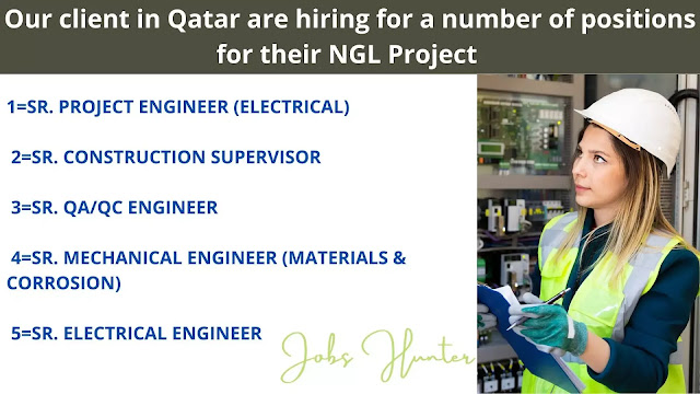 Our client in Qatar are hiring for a number of positions for their NGL Project