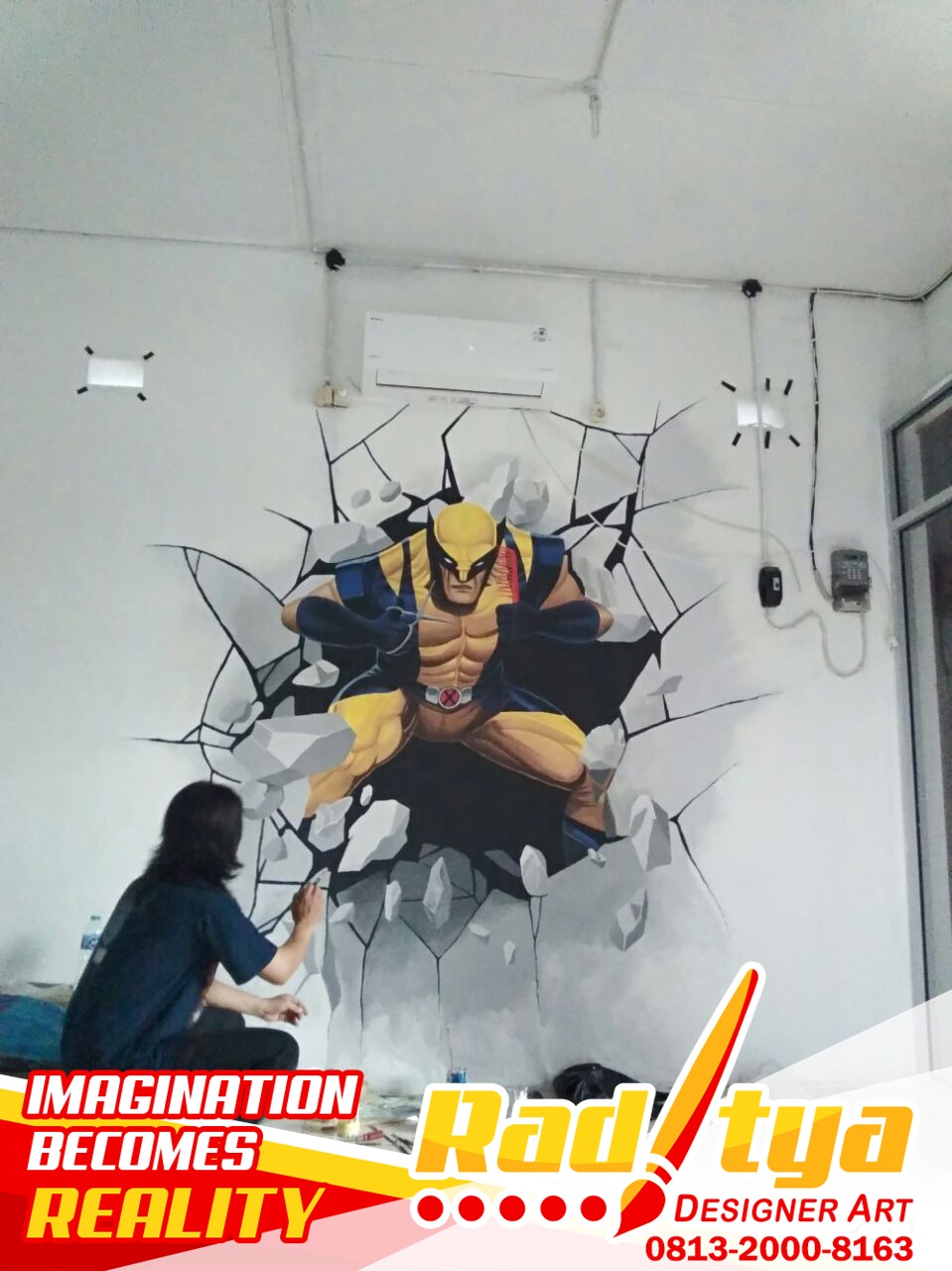 Lukisan Mural Dinding  Simple  3D  Yang Cantik