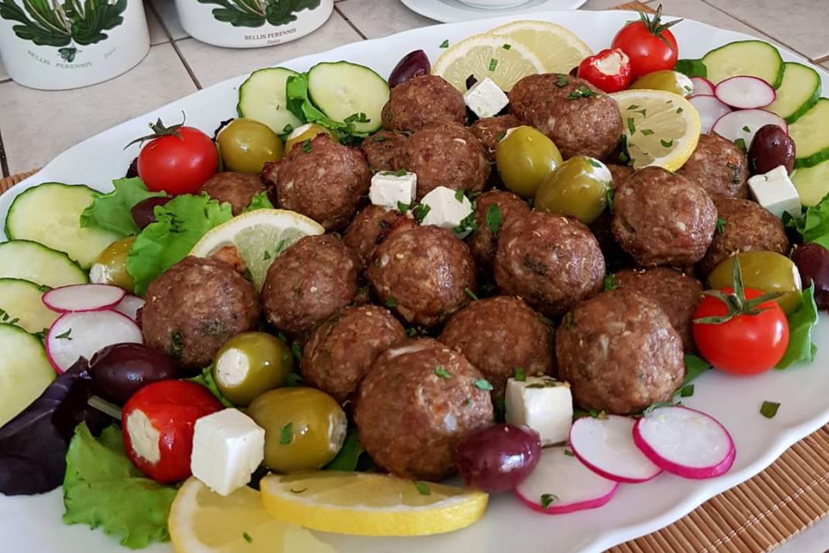 Baked Greek Lamb Balls Served with Tzatziki Sauce - Authentic Recipe