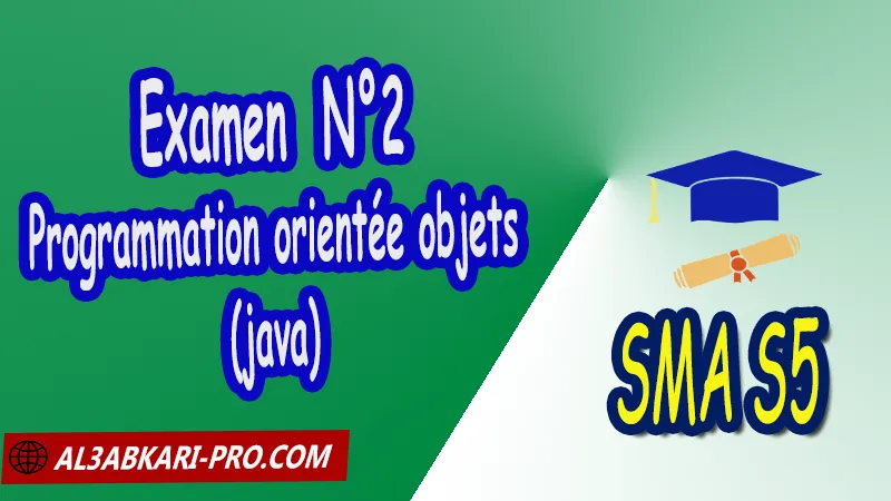 Examen 2 Informatique: programmation orientée objets (java), SMA S5 PDF Programmation orientée objets (java) Informatique sma s5 programmation orientée objets java programmation classe polymorphisme objets Application Interaction Réutiliser étendre Héritage généricité encapsulation abstraction de données C++ Sciences Mathématiques et Applications Semestre 5 SMIA S5 Cours de Informatique: programmation orientée objets (java) Résumé cours de Informatique: programmation orientée objets (java) Travaux pratiques de Informatique: programmation orientée objets (java) Exercices corrigés de Informatique: programmation orientée objets (java) Série d'exercices corrigés de Informatique: programmation orientée objets (java) Contrôle corrigé de Informatique: programmation orientée objets (java) Examens corrigés de Informatique: programmation orientée objets (java) Problèmes corriges de Informatique: programmation orientée objets (java) Travaux dirigés td de Informatique: programmation orientée objets (java) Modules de Semestre 5 Sciences Mathématiques et Applications Faculté Science Université Faculté des Sciences Facultés des sciences et Techniques