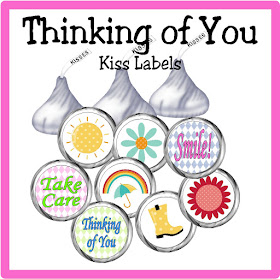  Make someone's day with these sweet Thinking of You printable kiss labels.  With a bag of sweet chocolate candies and a smile, you can brighten anyone's day.