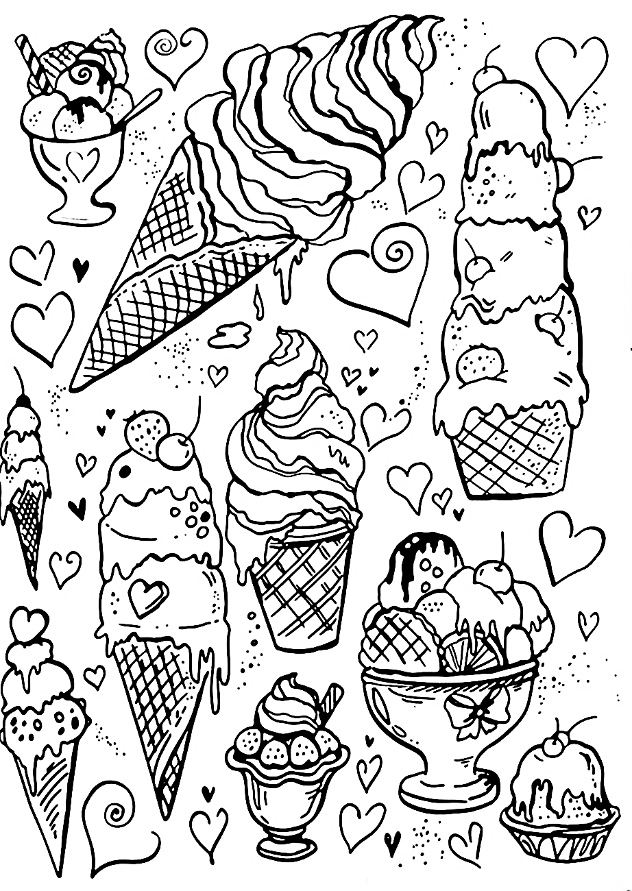 Riscos graciosos (Cute Drawings): Cupcakes, sorvetes e bolos (Cupcakes, ice creams and cakes)