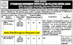 Junior Research fellow and Junior Lab asst. - Uttarakhand Environment Protection and Pollution control board
