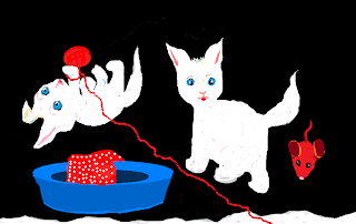 Gatos feitos no MS Paint por Iraci Manfrin.