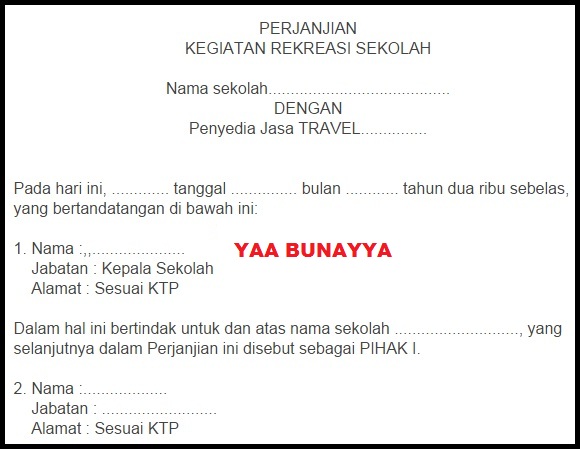 Contoh Surat Perjanjian Kerjasama (MOU) Sekolah dengan 