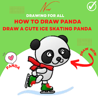 how to draw panda | 🐼Draw A Cute Ice Skating Panda 🐼