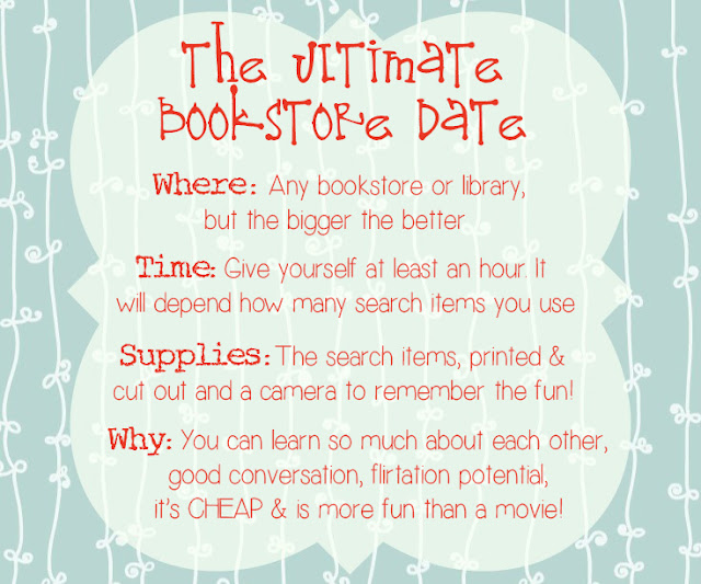 bookstore date, date ideas, cheap date ideas, bookstore scavenger hunt