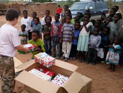 Operation Christmas Child shoebox distribution in Zambia.