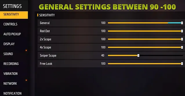 free fire general settings