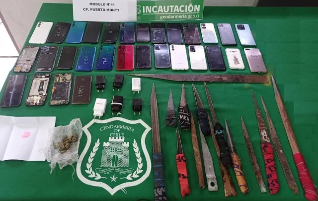 Gendarmería decomisa celulares, armas blancas y droga en undécimo allanamiento nacional