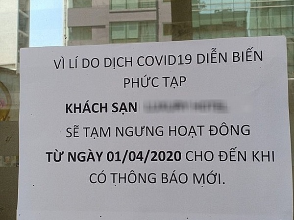 khách sạn thông báo tạm nghỉ dịch covid-19