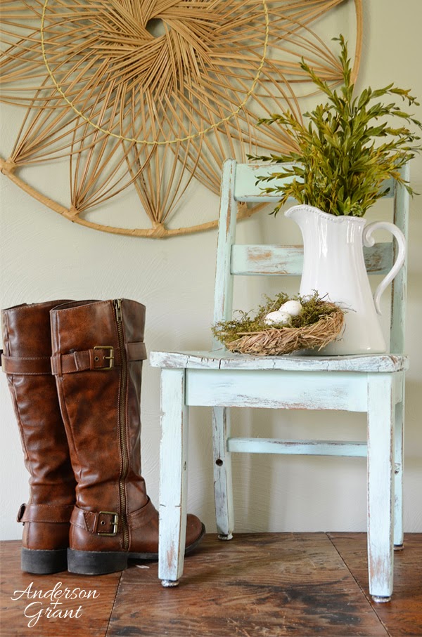 Hand painted and distressed kid's chair from www.andersonandgrant.com