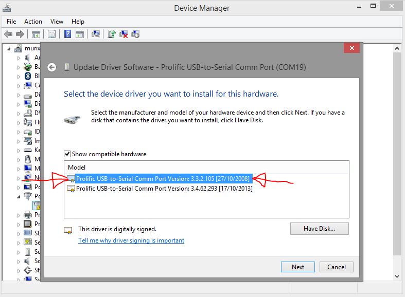 prolific pl2303 driver version 3.3.2.105 download