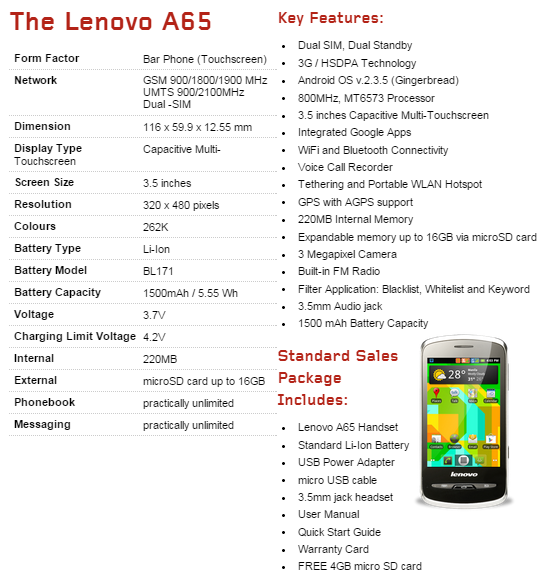 Lenovo A65