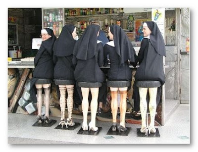 nuns on bar stools