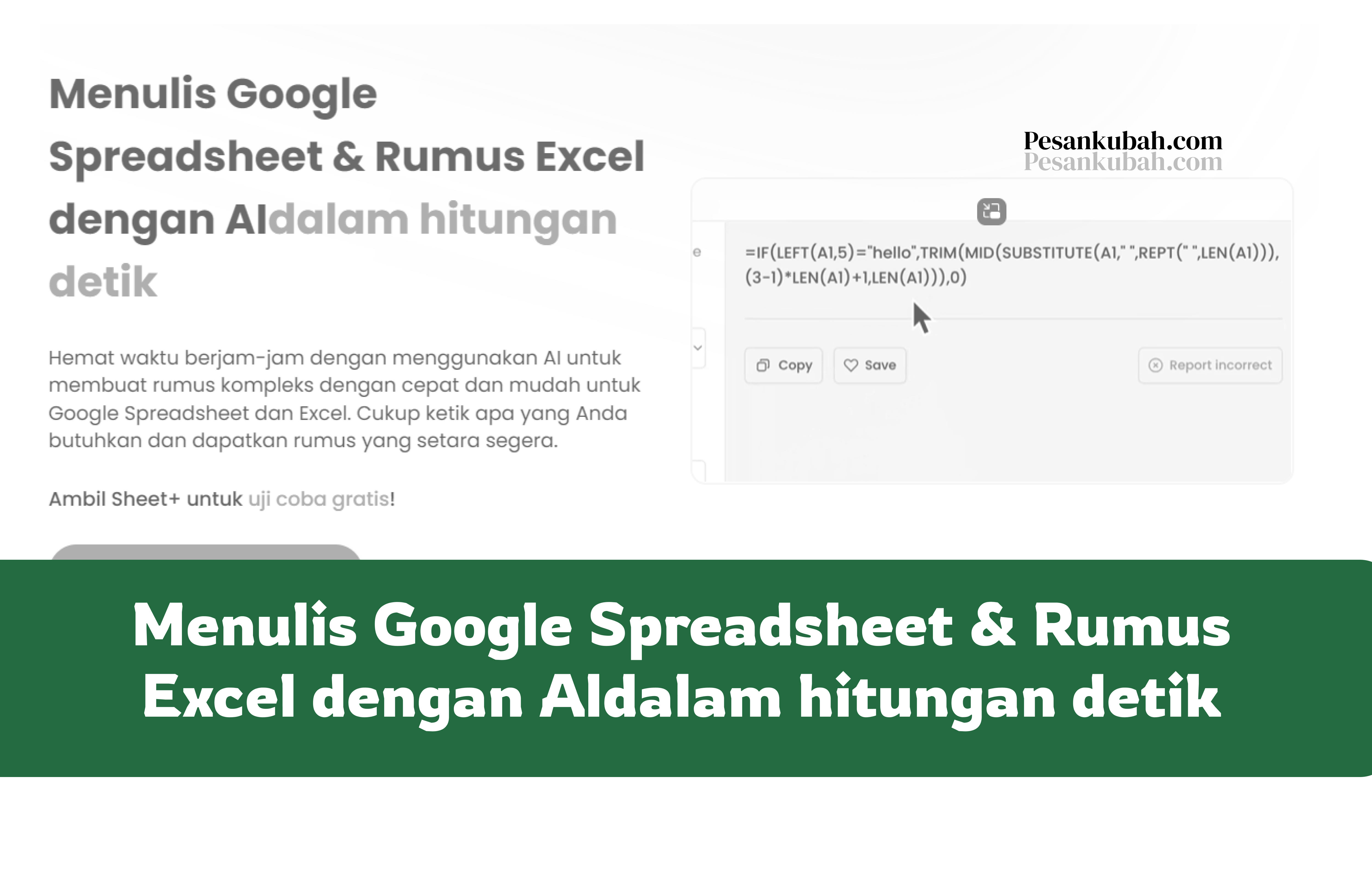 Menulis Google Spreadsheet & Rumus Excel dengan AIdalam hitungan detik
