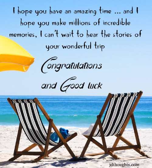 Congratulations wishes for holiday trip