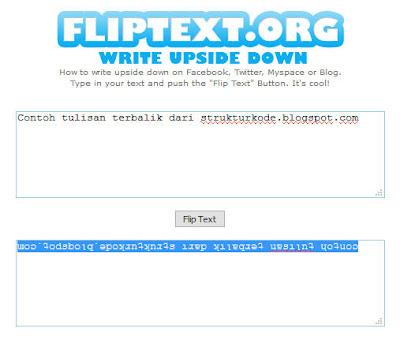 cara membuat tulisan terbalik menggunakan situs flip text
