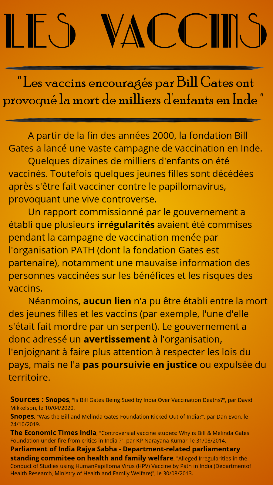 Les vaccins encouragés par Bill Gates ont provoqué la mort de milliers d'enfants en Inde