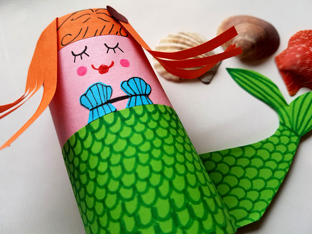 ocean - syrenka z rolki po papierze toaletowym - koniki morskie z papierowych talerzyków - summer children crafts - diy - prace plastyczne - wakacje z dzieckiem - kreatywnie z dzieckiem