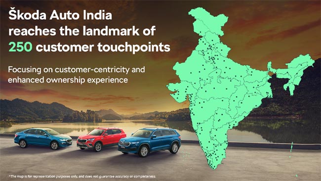 Škoda Auto India reaches the landmark of 250 customer touchpoints