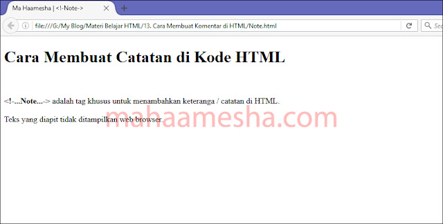 Gambar Penggunaan Tag Komentar