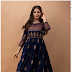 Purushottam wala women fit and flare blue dress 