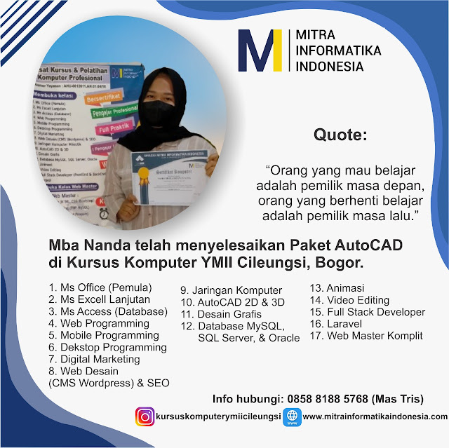 kursus autocad di kursus komputer YMII Cileungsi