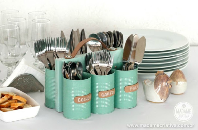 Tin can utensil caddy