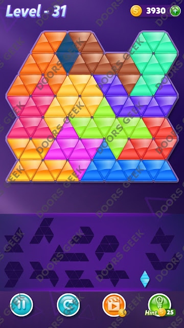 Block! Triangle Puzzle Grandmaster Level 31 Solution, Cheats, Walkthrough for Android, iPhone, iPad and iPod