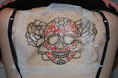 My first tattoo A mexican skull made by Chrille Wagner