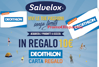 Logo Salvelox ''Vivi le tue passioni senza limiti'' e ricevi sempre buoni Decathlon da 10€ come premio certo!