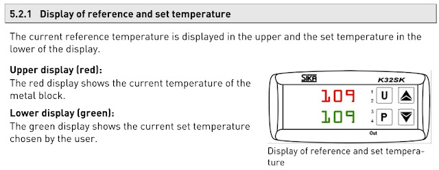 Temperature values on display