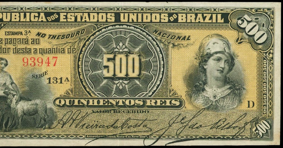 Brazil 500 Reis banknote 1893|World Banknotes & Coins Pictures | Old Money, Foreign Currency ...