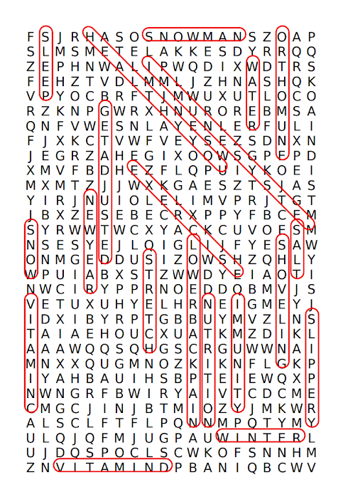 Clairpointe's winter word search answers