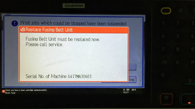 Ricoh MP C4502/C3002 is showing “Fusing Roller needs to be replaced now" call for service