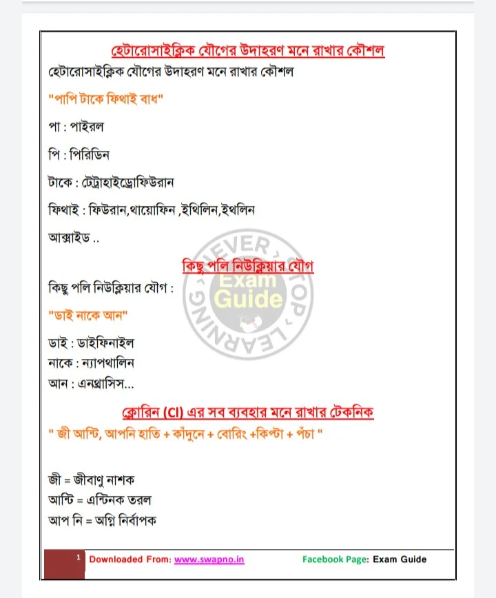 রসায়ন শর্টকাট টেকনিক, রসায়ন শর্টকাট টেকনিক pdf, রসায়ন শর্টকাট টেকনিক pdf download