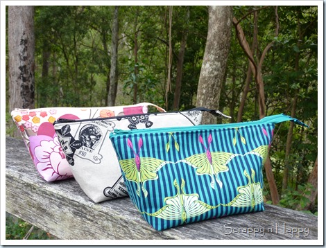 Pouches lined up