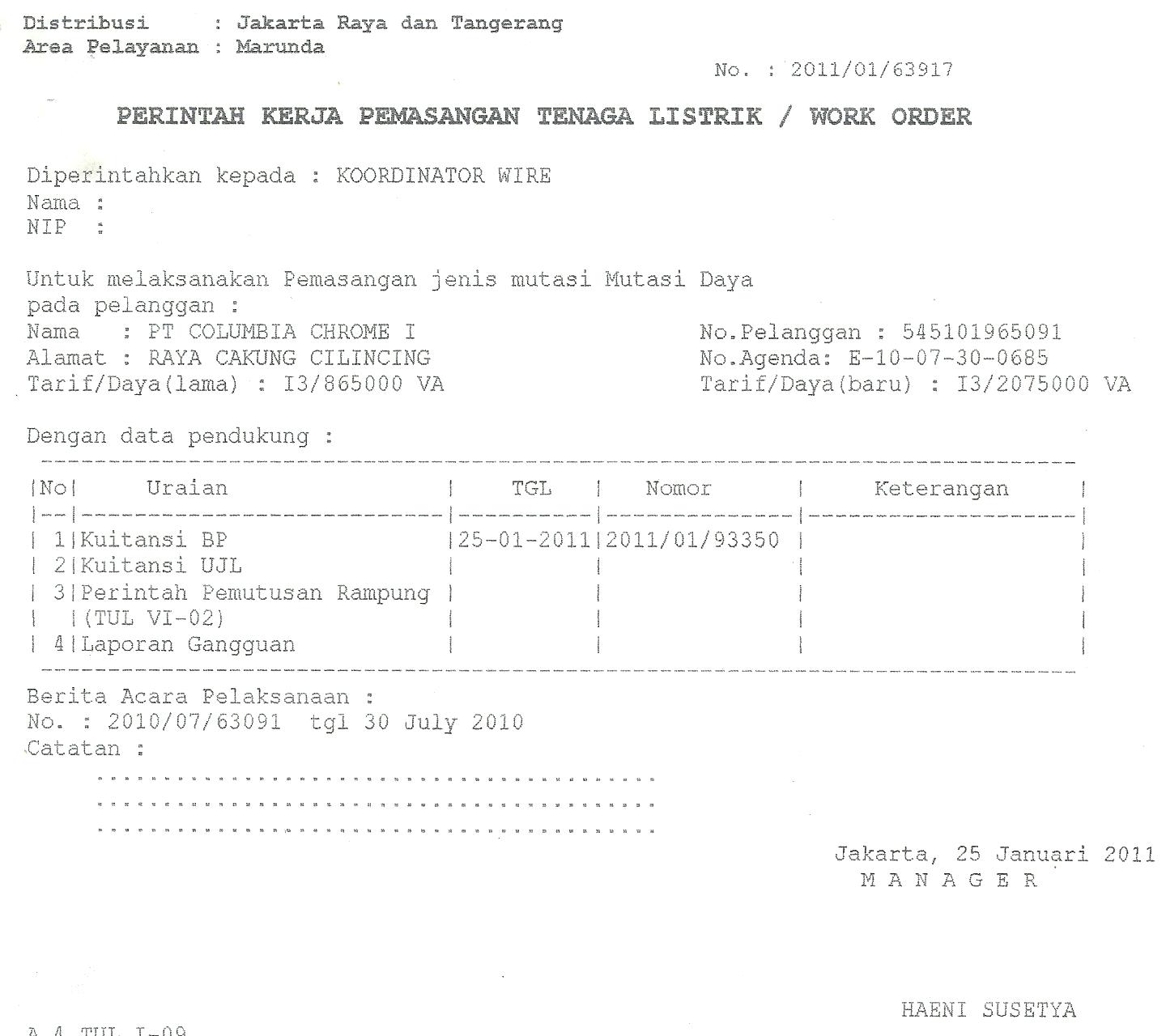 Gado gado gudang: berita acara penyambungan ganti ct CK 