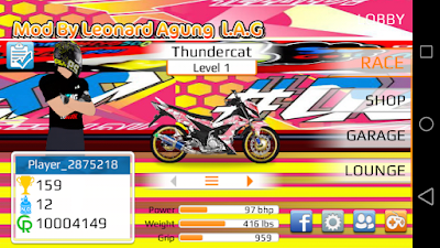 Drag Racing APK MOD Motor Indonesia (Satria FU,Mio,Supra,Dll)