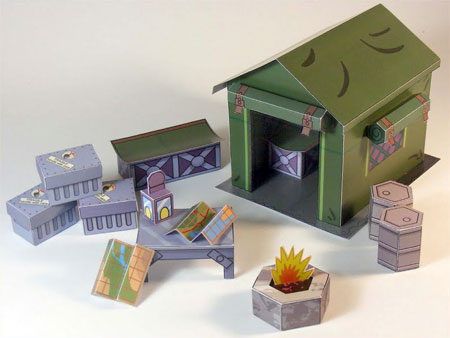 Dino Mini World Papercraft Camping Props