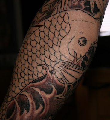 Japanese koi fish arm tattoo art and design beautiful