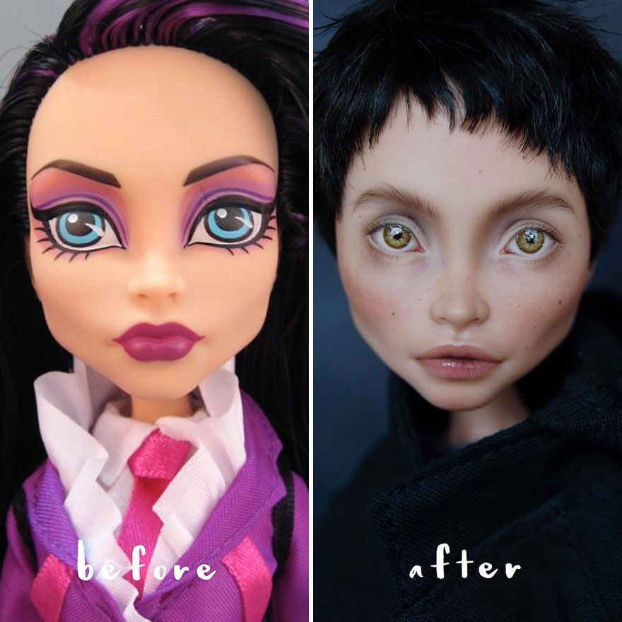 Ukrainian Artist Removes Makeup From Dolls And Repaints Them In A More Natural Way