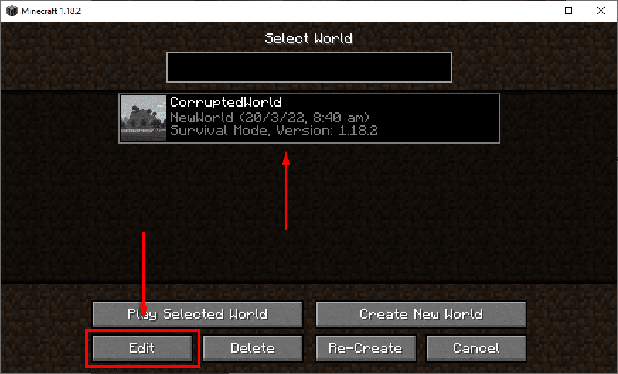 破損したminecraftの世界を修正する方法 またはバックアップから復元する方法