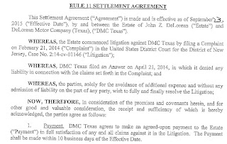 DeLorean Texas settlement with Sally Baldwin