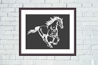 White horse cross stitch pattern - Tango Stitch