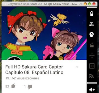 Vídeo de Sakura Card Captor en Youtube de S.O Android.