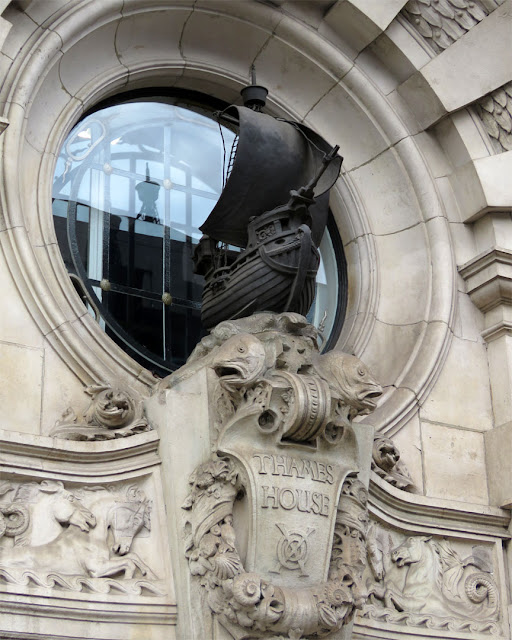 Bronze galleon by William Bainbridge Reynolds, Southern Pavilion, Thames House, Queen Street Place, City of London, London